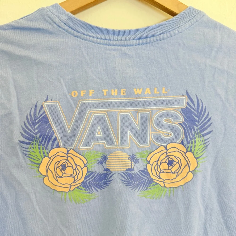 Vans Women's Blue Floral Graphic Short Sleeve Tee Size Small